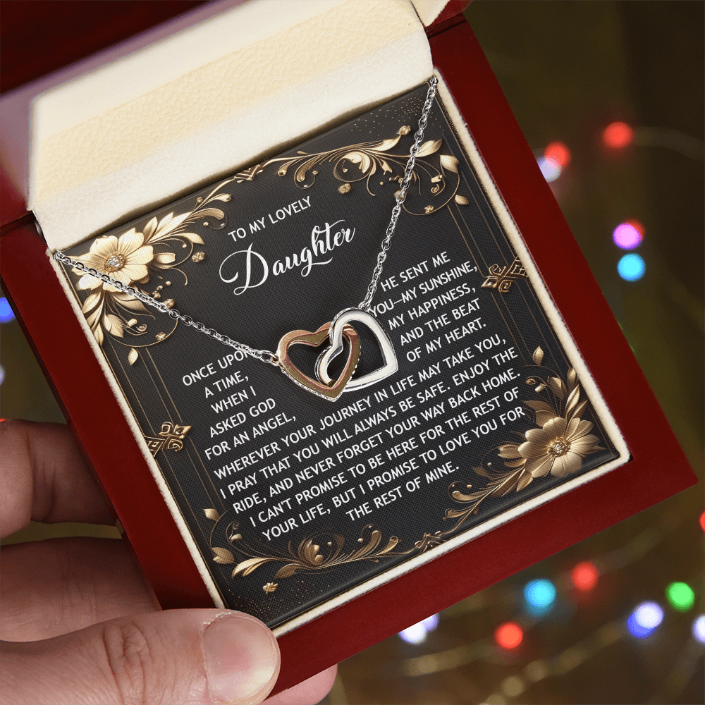 Daughter, Be Safe Interlocking Hearts Necklace - Sentimental Gift