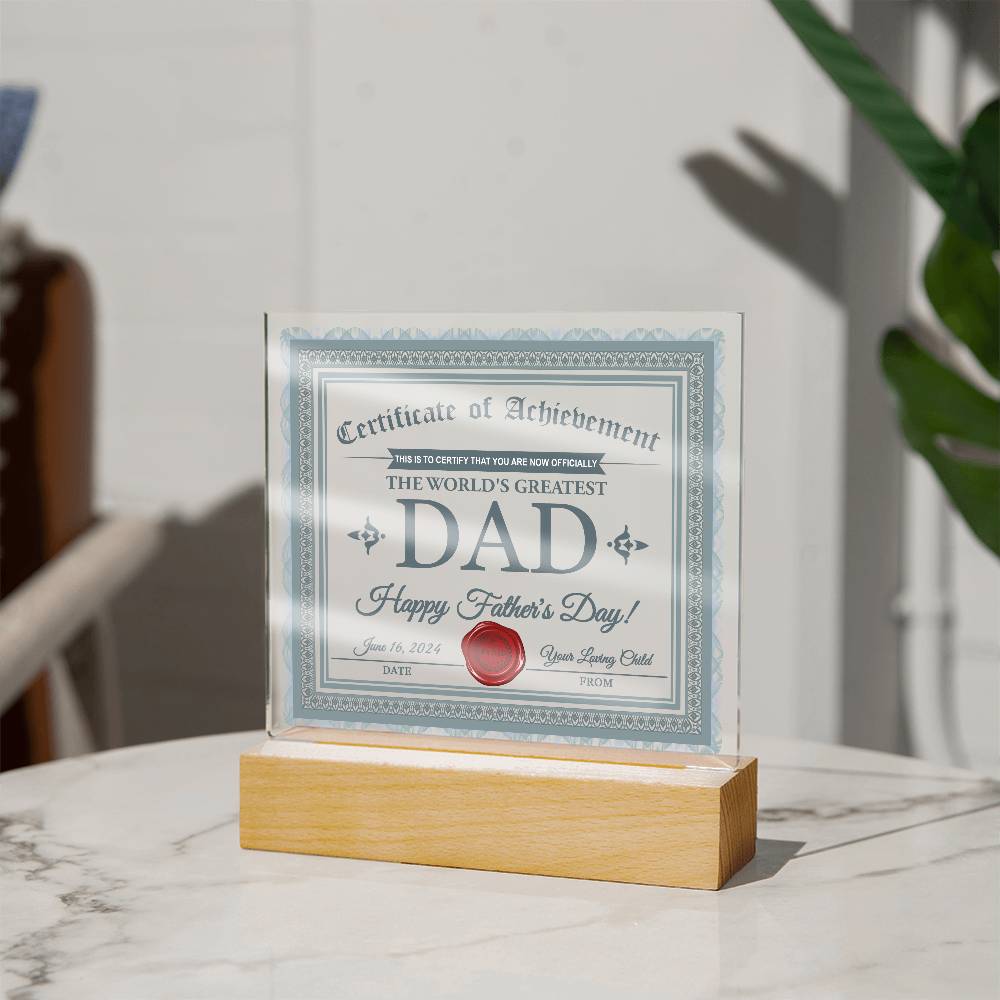 Dad-Certificate Of Achievement-Acrylic Plaque