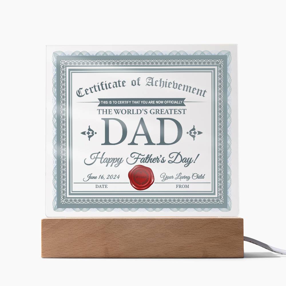 Dad-Certificate Of Achievement-Acrylic Plaque