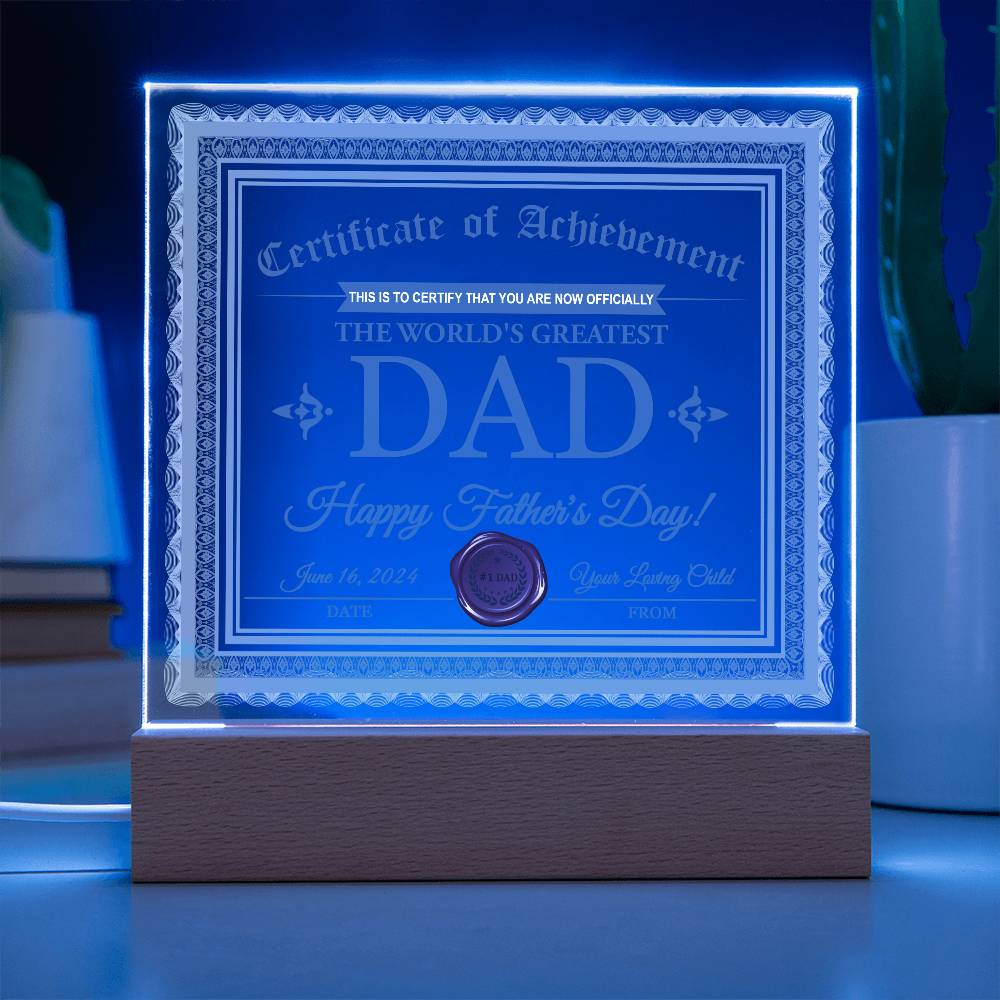 Dad-Certificate Of Achievement-Acrylic Plaque