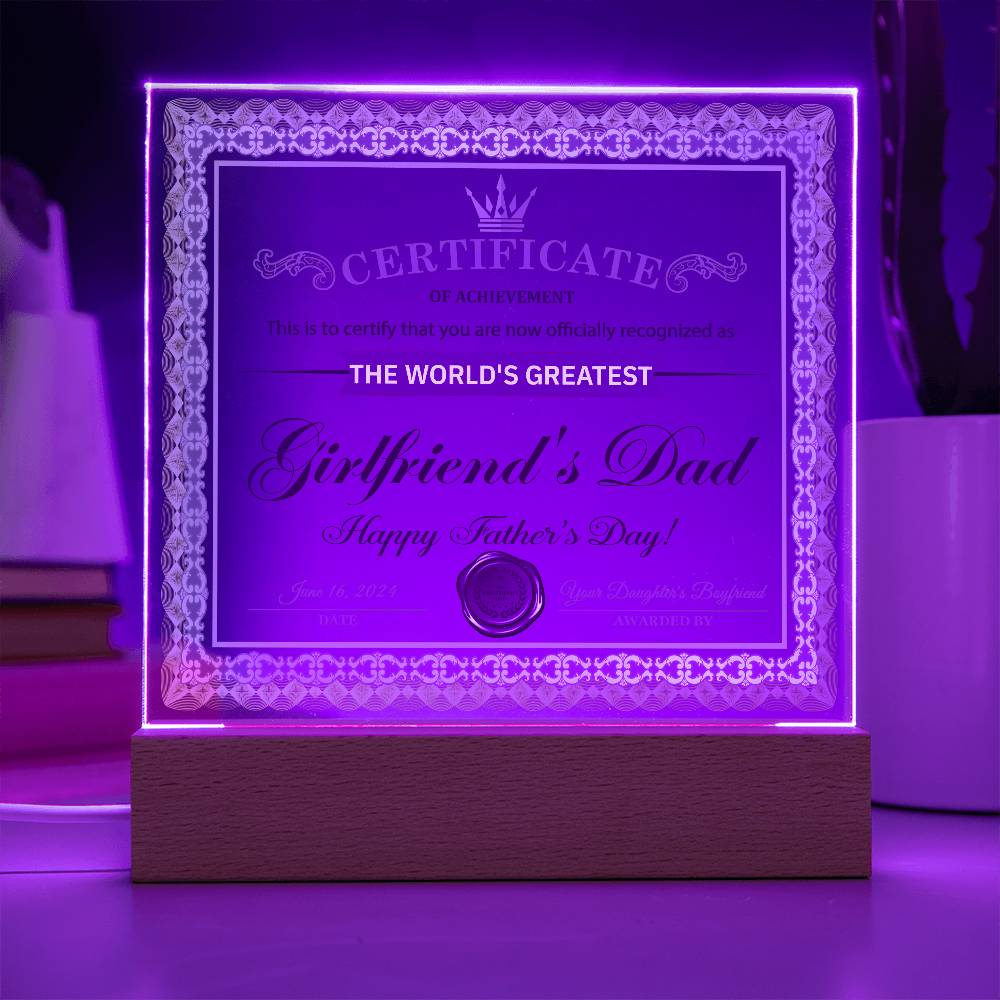 Girlfriend_s Dad-Certificate of Achievement-Acrylic Plaque