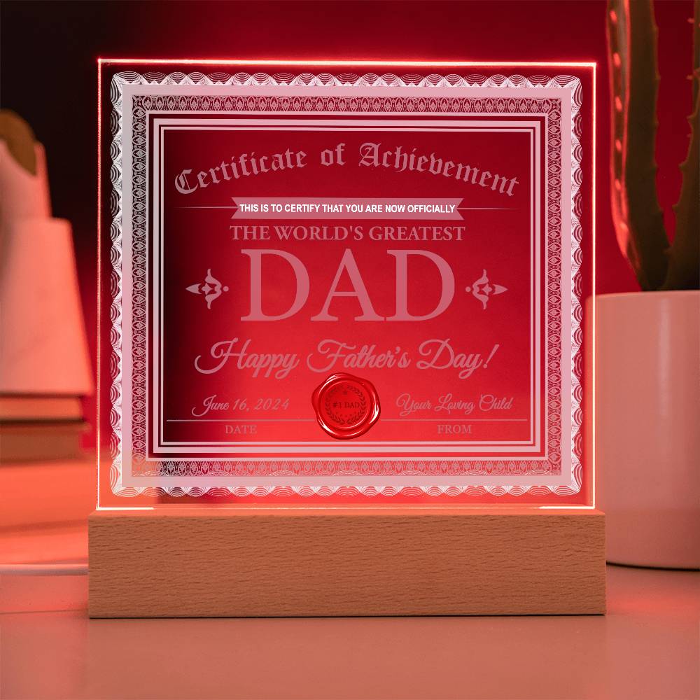 Dad-Certificate Of Achievement-Acrylic Plaque