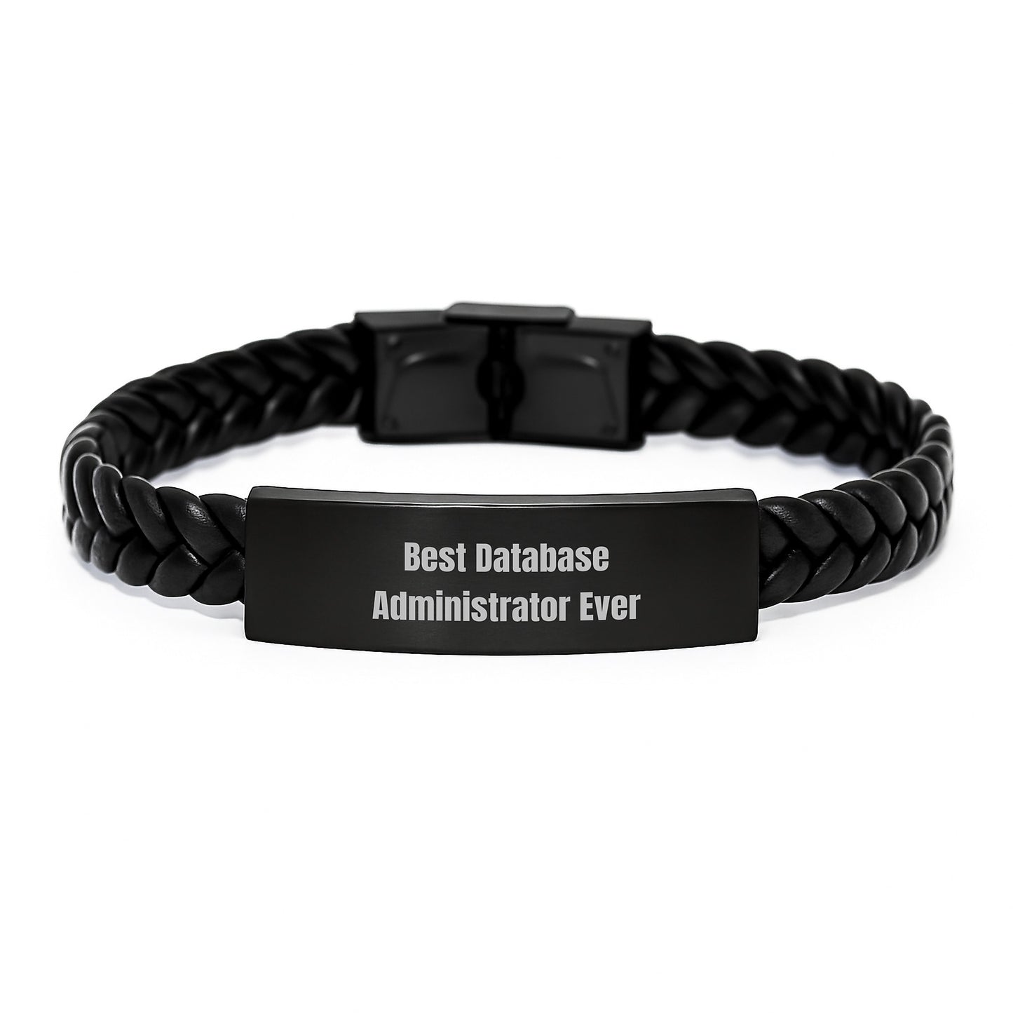 Best Database Administrator Ever Gifts from Friends - Interlaced Leather Bracelet for Database Administrator's Birthday - Inspirational Quote - Image 1