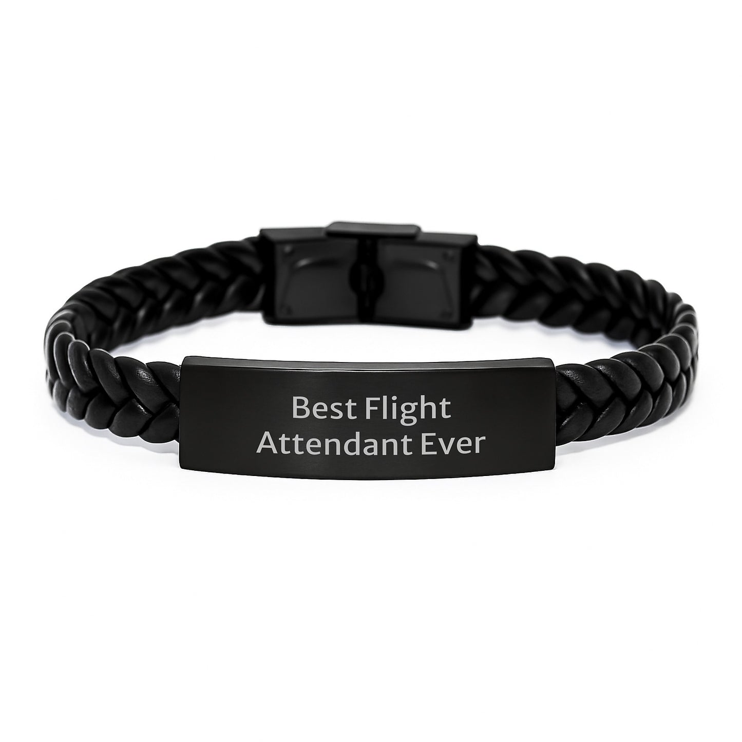Flight Attendant Gifts from Family, Best Flight Attendant Ever Interlaced Leather Bracelet for Graduation Unique Gifts, Flight Attendant Ever Inspiring Quote - Image 1