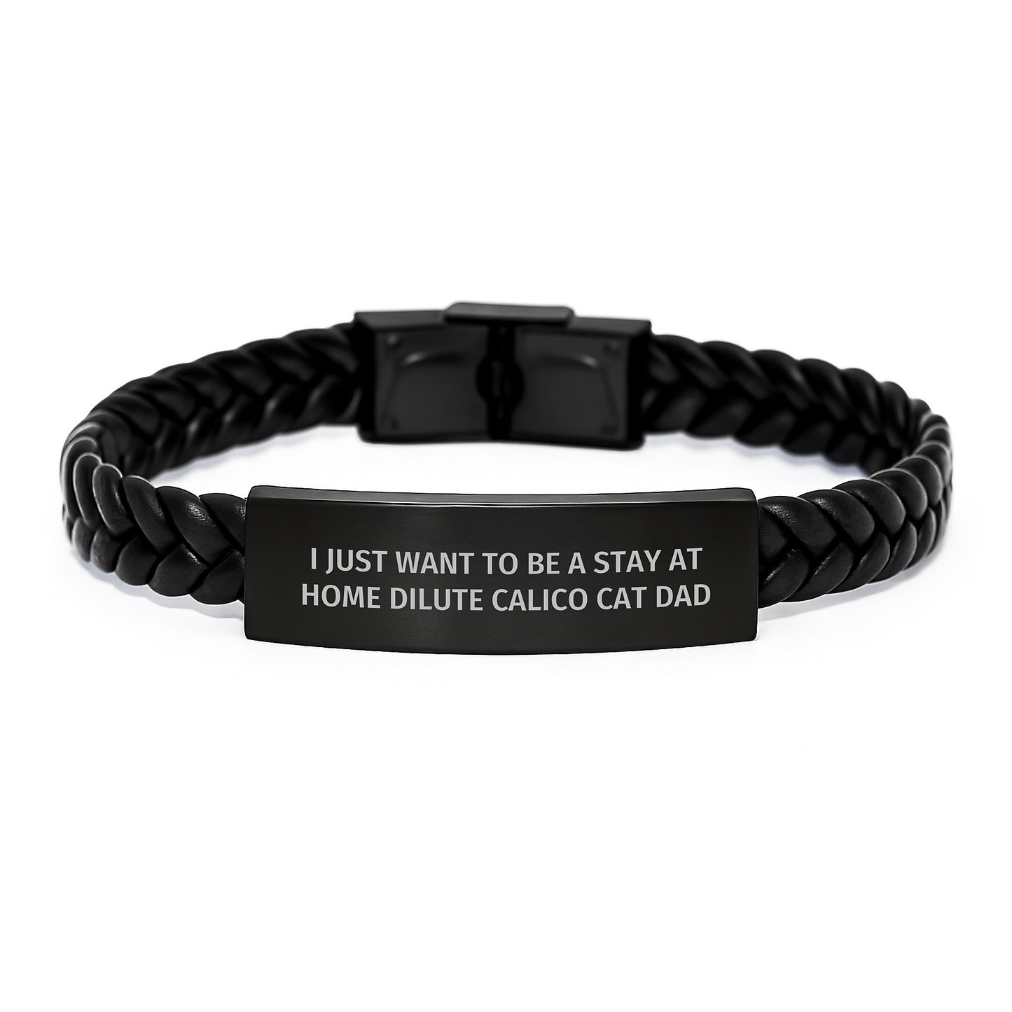 Funny Dilute Calico Cat Dad Gifts - Interlaced Leather Birthday Present from Men to Friends - Image 1
