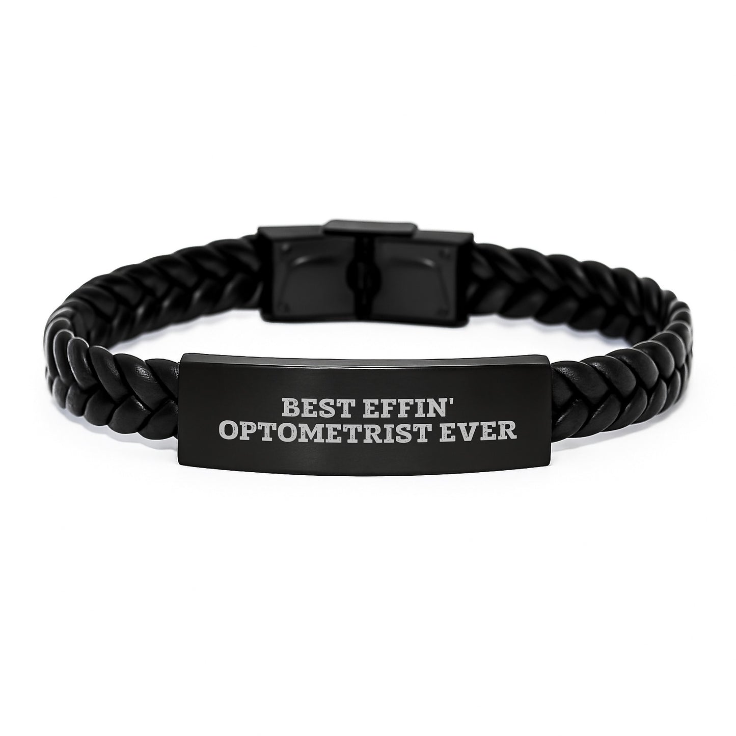 Funny Gifts from Men to Best Effin' Optometrist Ever, Unique Optometrist Christmas Unique Gifts for Him, Handmade Interlaced Leather Bracelet for Men, Optometrist Appreciation Day Jewelry - Image 1