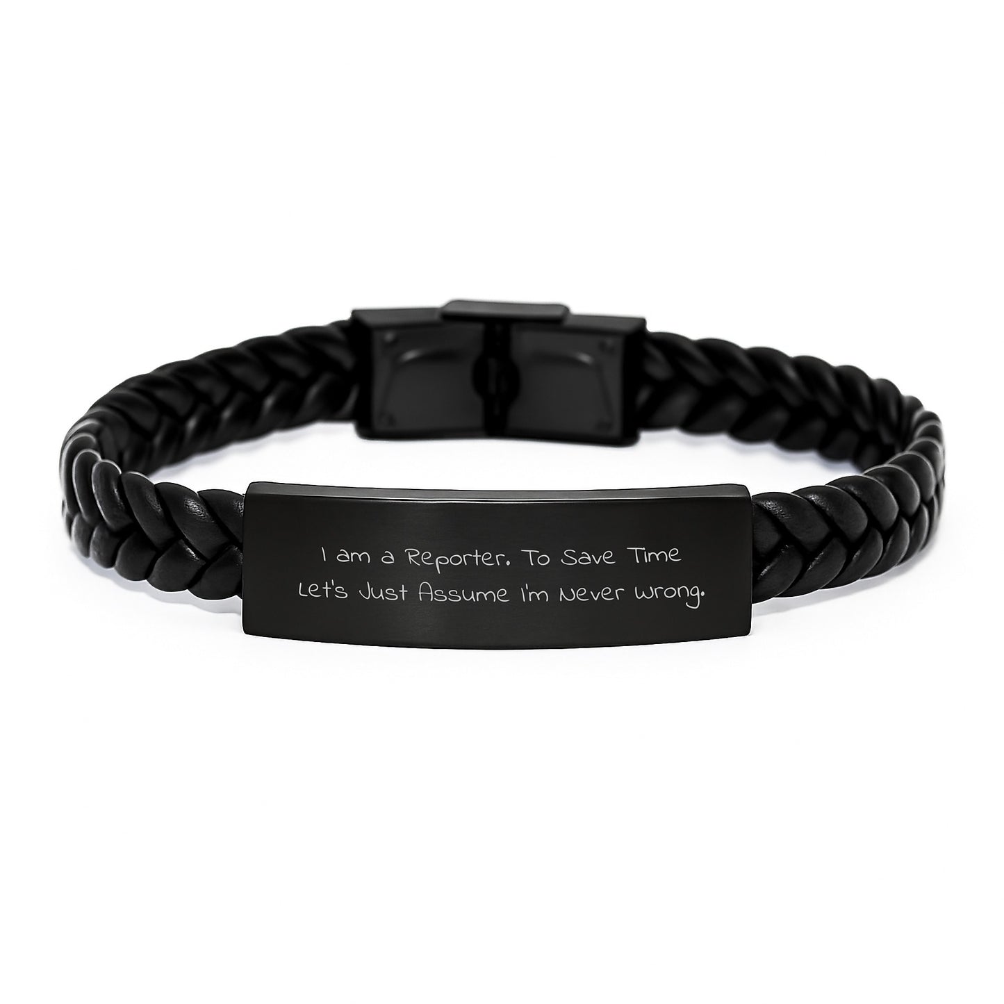 Funny Reporter Gifts for Him Christmas Unique Interlaced Leather Bracelet from Friends - Image 1