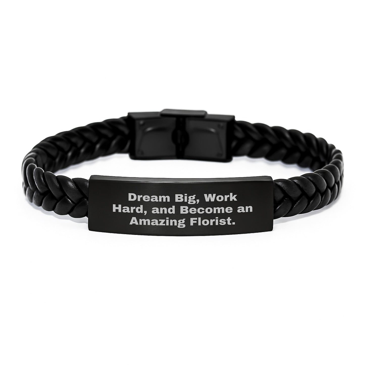 Inspirational Florist Gifts for Men - 'Dream Big' Interlaced Leather Bracelet, Christmas Unique Presents from Friends to Family, Adjustable Stainless Steel - Image 1