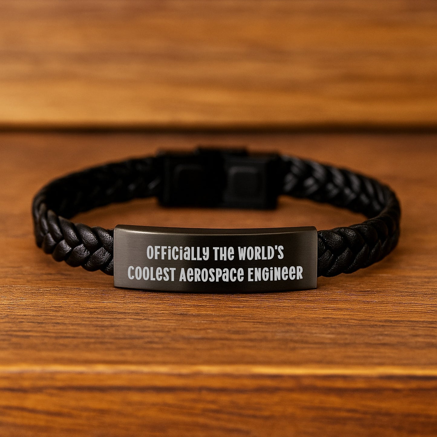 Aerospace Engineer Gifts, 'Officially The World's Coolest' Quote, Interlaced Leather Bracelet, For Him, Graduation Unique Gifts - Image 2