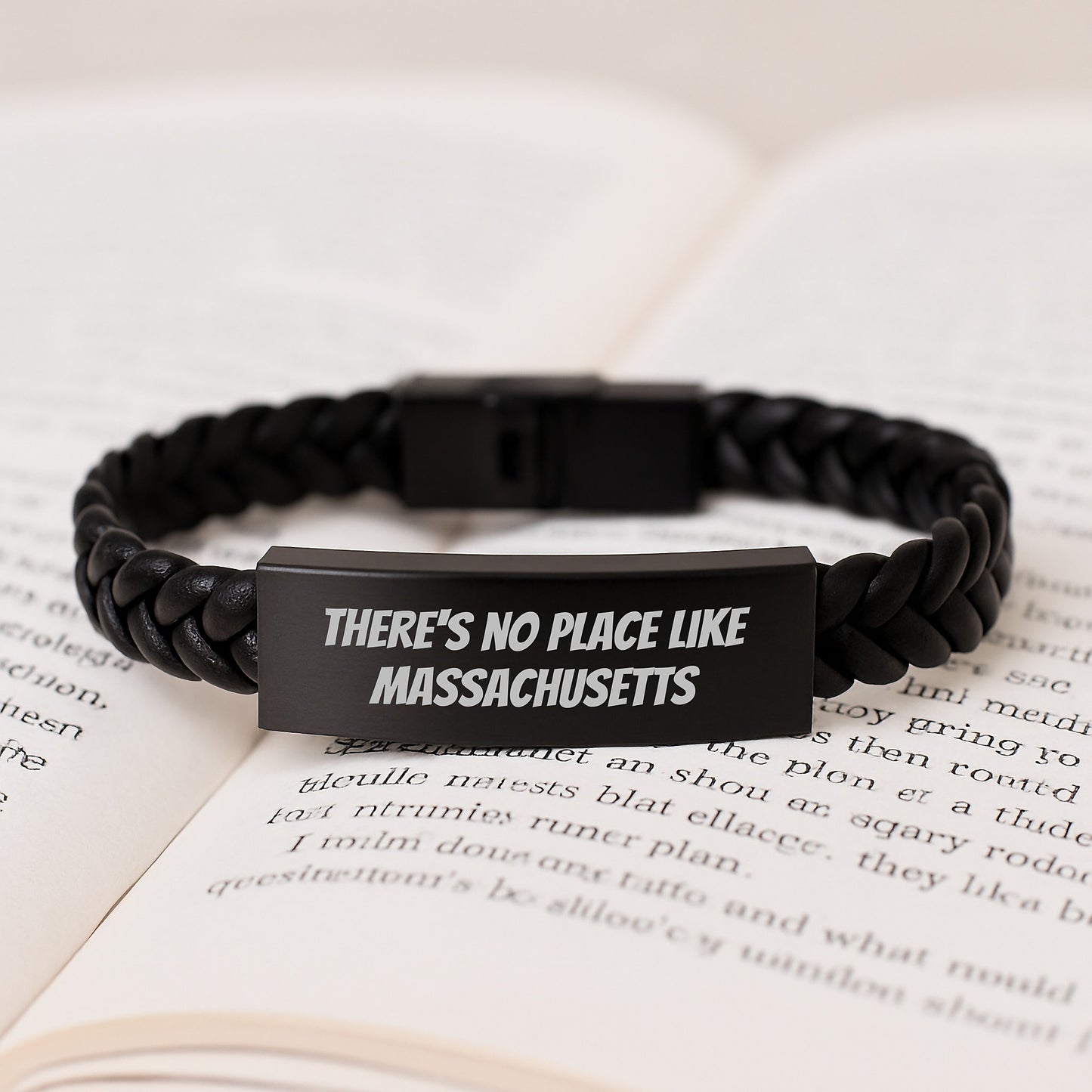 Massachusetts Gifts for Men, Unique Interlaced Leather Bracelet, Funny Quote 'There's No Place Like Massachusetts' Gifts from Friends, Christmas Unique Gifts for Men - Image 3