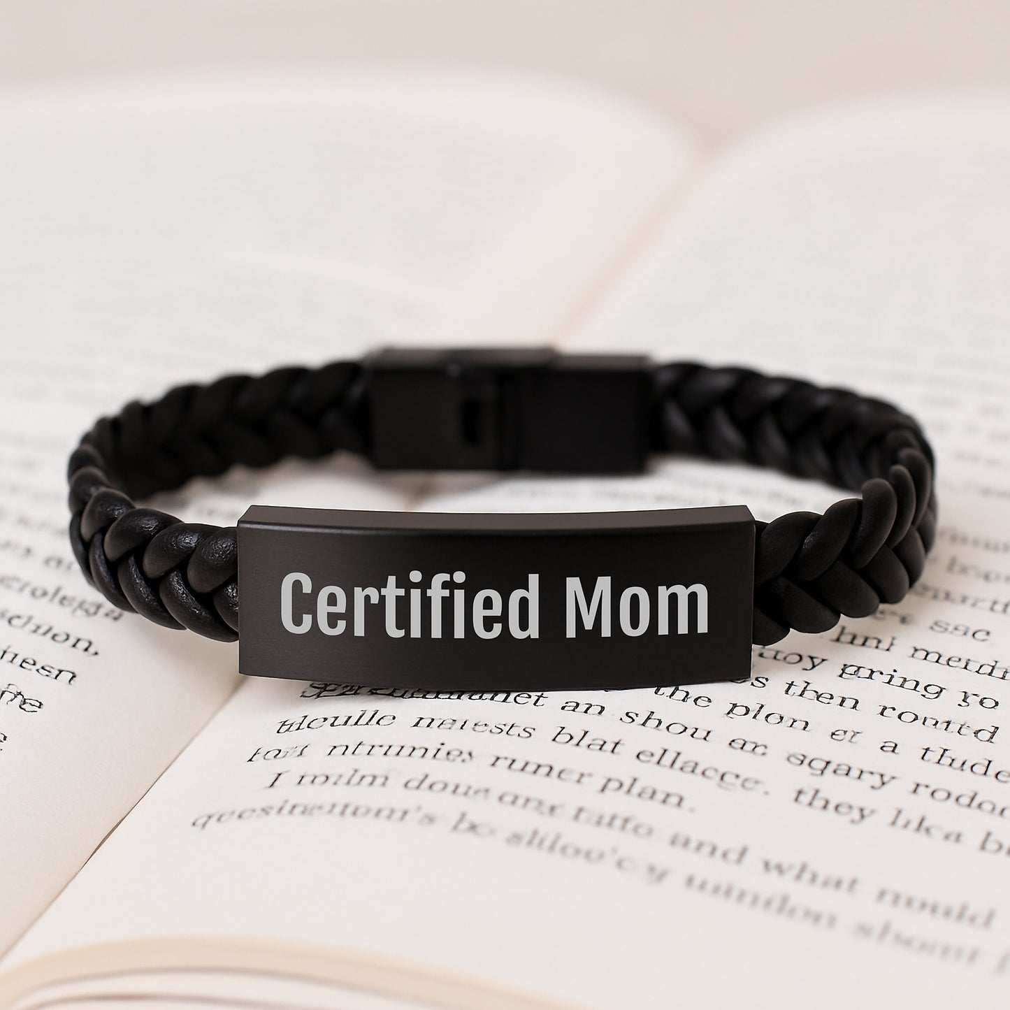 Funny Mom Gifts from Friends - Certified Mom Interlaced Leather Birthday Jewelry for Mom, Unique Bangle for Women, Stainless Steel and PU Leather Combination, 7.87 inches - Image 3