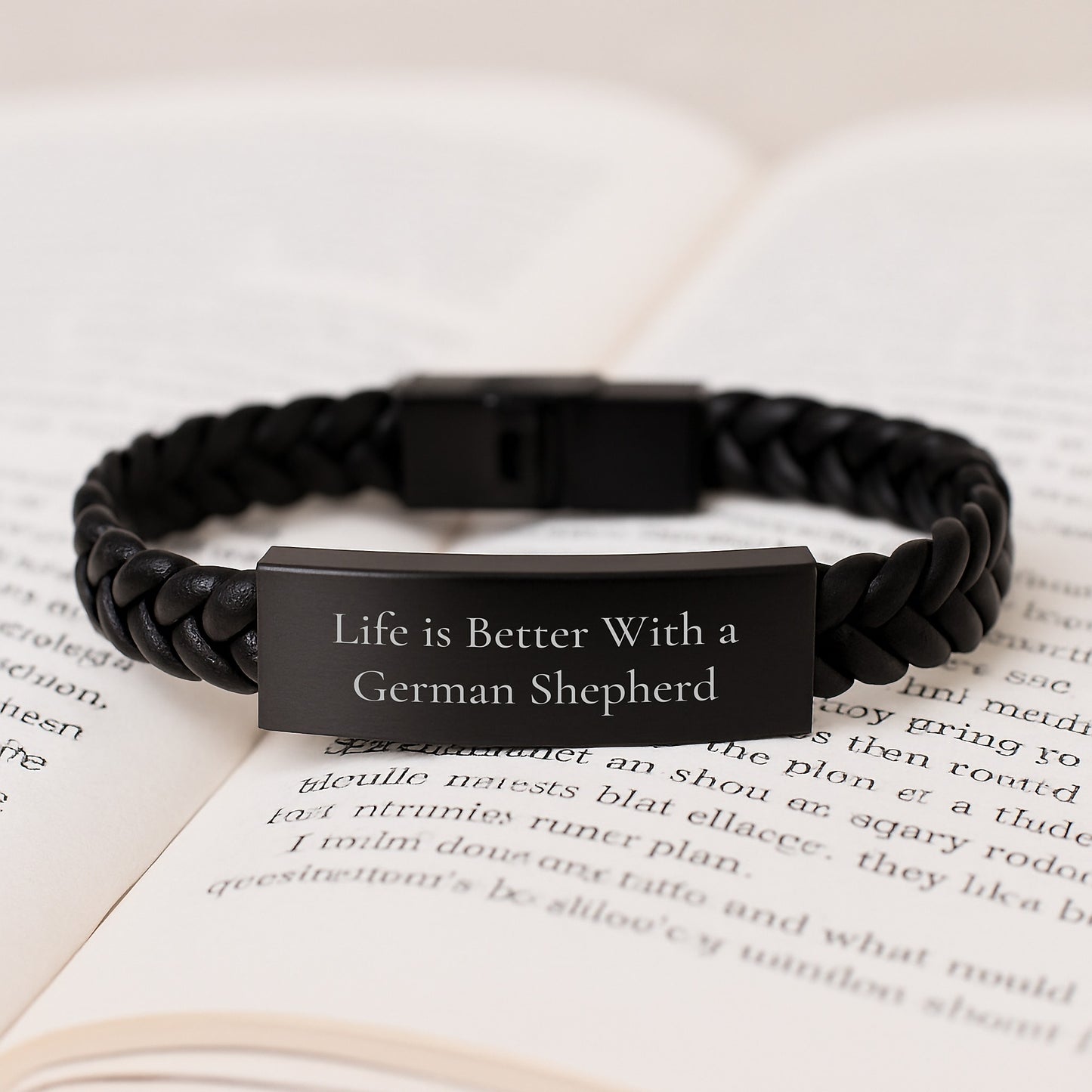 German Shepherd Dog Lover Gifts from Men to Friends, Unique German Shepherd Dog Birthday Unique Gift Ideas, Interlaced Leather Bracelet Quote Life Is Better With A German Shepherd - Image 3