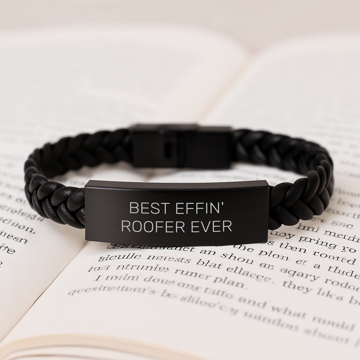 Funny Roofer Gifts from Friends for Best Effin' Roofer Ever - Interlaced Leather Bracelet - Image 3