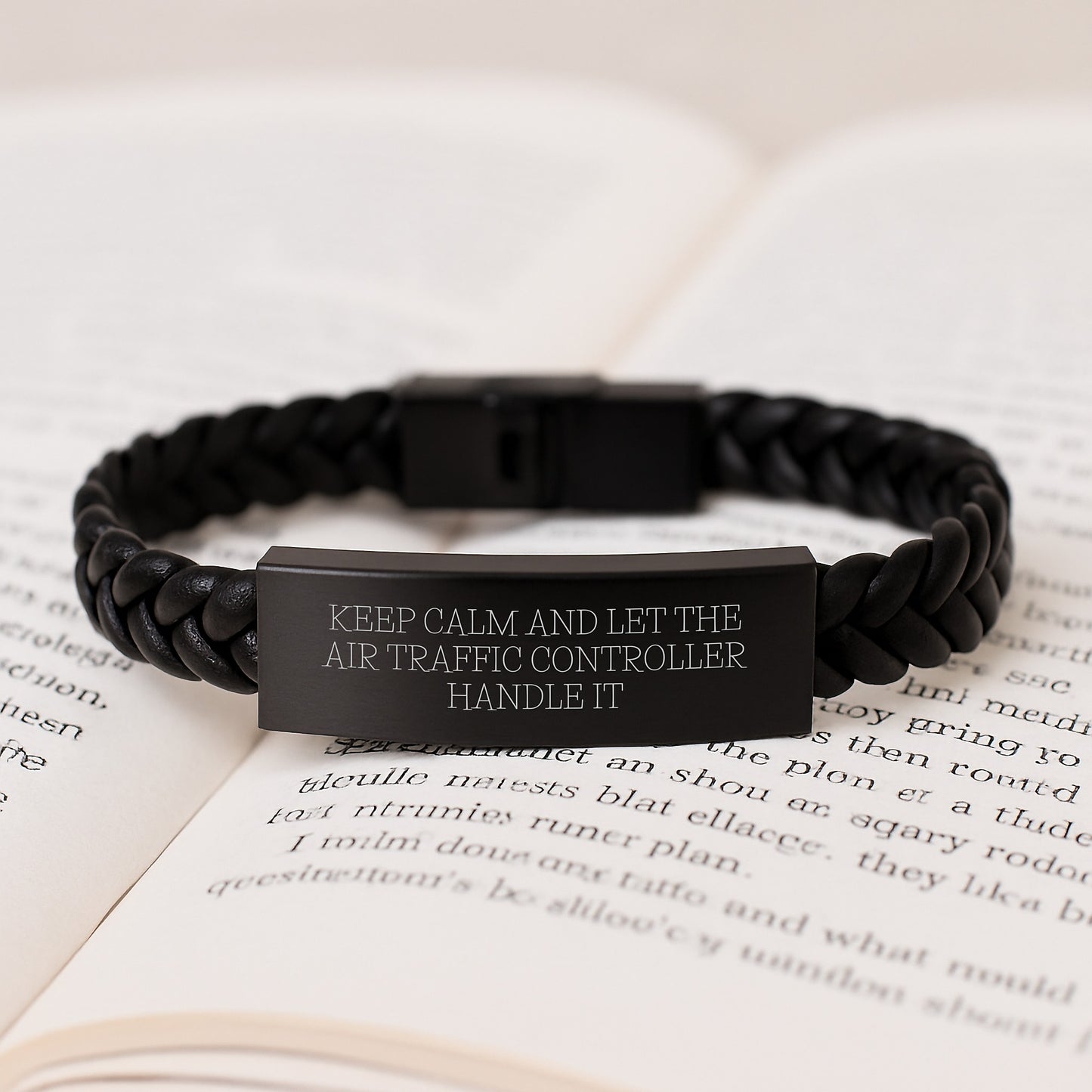 Funny Air Traffic Controller Gifts from Friends to Men - Keep Calm And Let The Air Traffic Controller Handle It Interlaced Leather Bracelet for Birthday Unique Gifts - Image 3