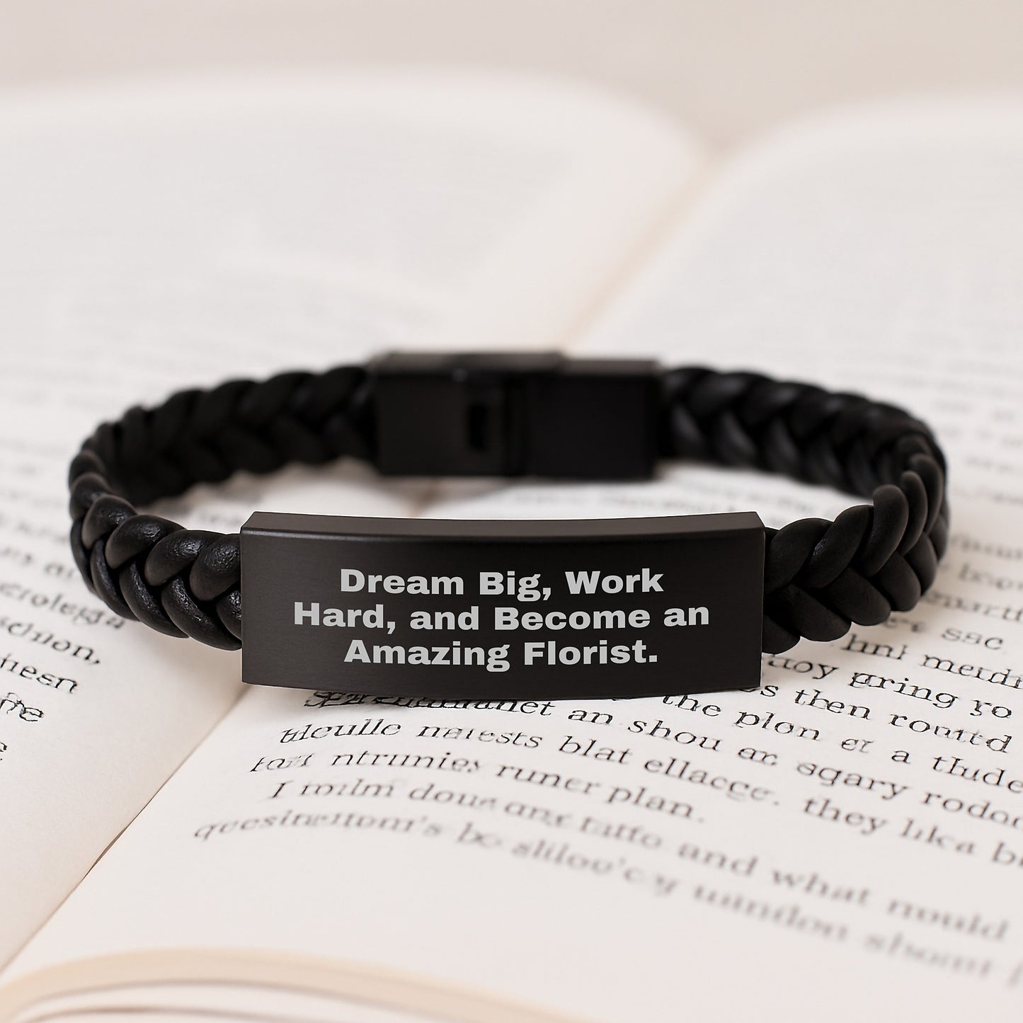 Inspirational Florist Gifts for Men - 'Dream Big' Interlaced Leather Bracelet, Christmas Unique Presents from Friends to Family, Adjustable Stainless Steel - Image 3