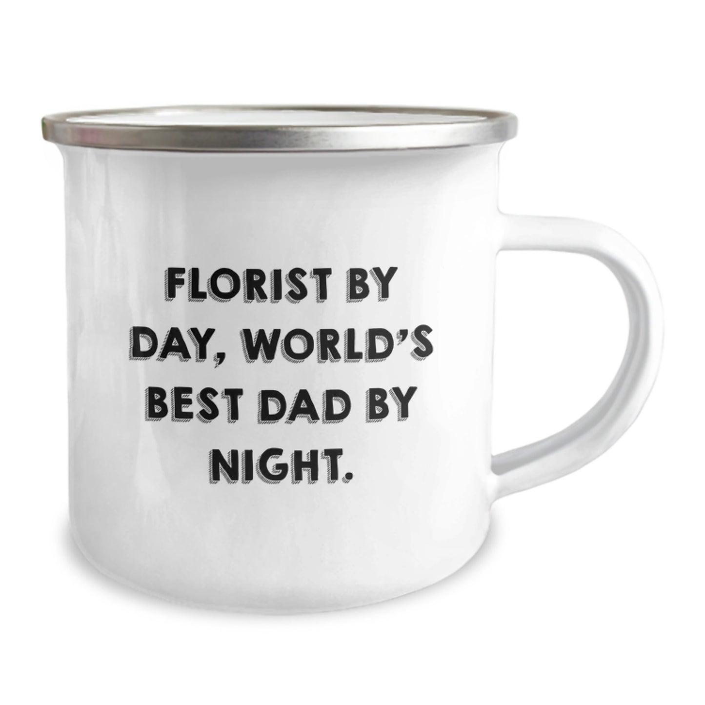 Funny Florist Gifts from Dad, Unique Christmas Unique Gifts for Florist Men, Camping Mug with Quote 'Florist By Day, World's Best Dad By Night.' - Image 2