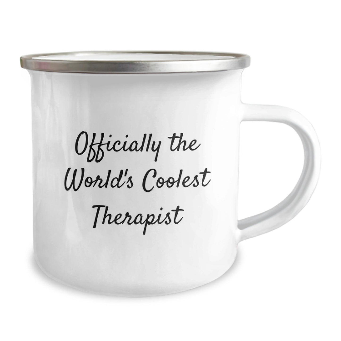 Funny Therapist Gifts from Men for Graduation - 'Officially The World's Coolest Therapist' Quote on Camping Mug - Image 2
