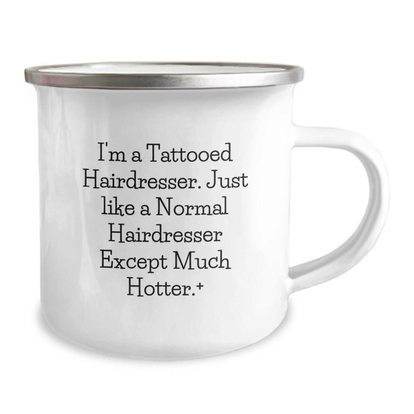 Funny Hairdresser Gifts, Birthday Unique Gifts from Friends to Hairdresser Men, 'I'm a Tattooed Hairdresser' Camping Mug - Image 2