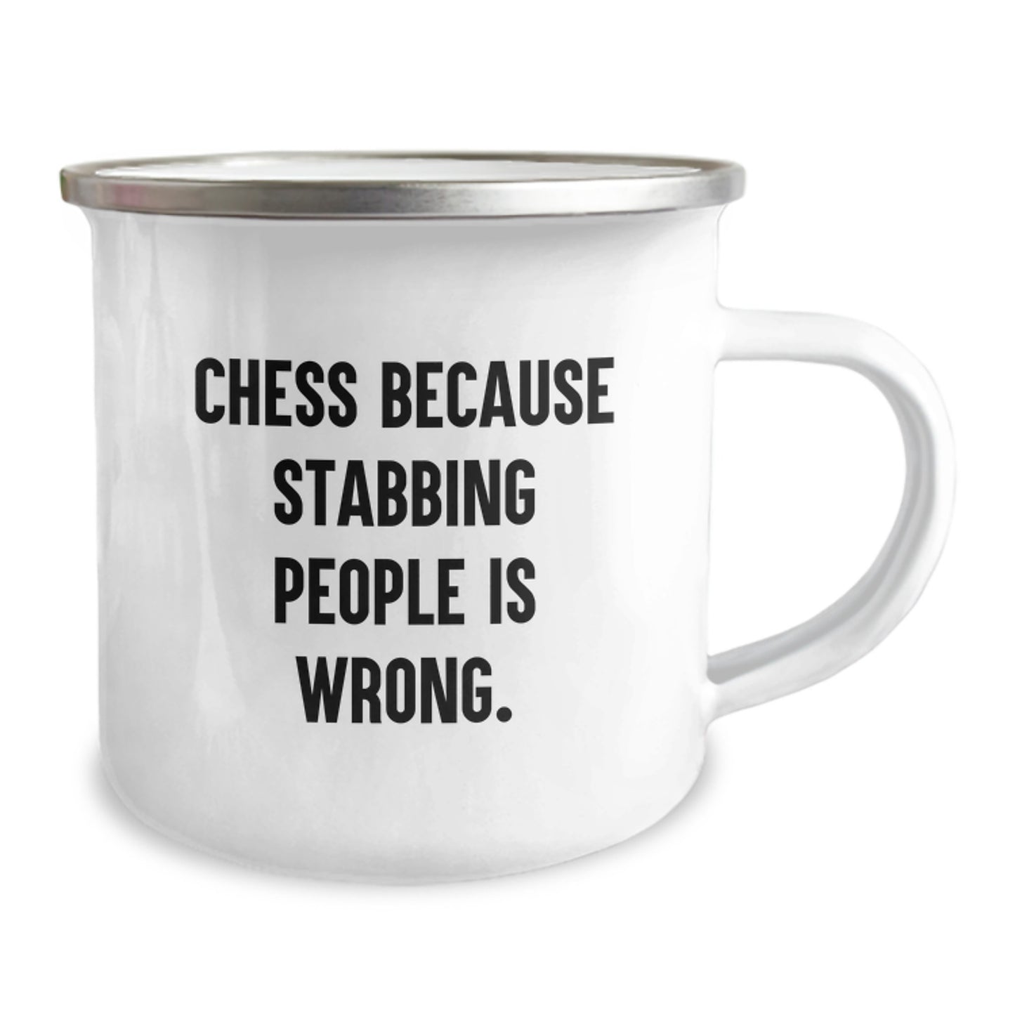 Funny Chess Quote Camping Mug, Gifts from Friends for Chess Lovers, 12 oz Stainless Steel, Birthday Unique Gifts - Image 2