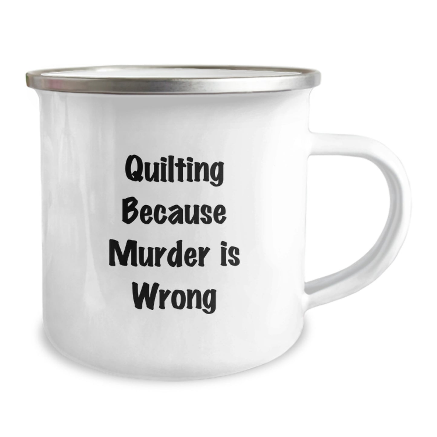 Quilting Gifts for Friends, Christmas Unique Mug, Funny Quote 'Quilting Because Murder Is Wrong' - Gifts from Family - Image 2