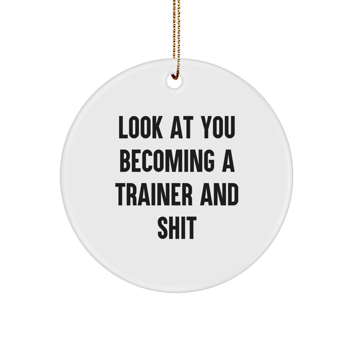Funny Trainer Gifts for Men or Women - 'Look At You Becoming A Trainer And Shit' Circle Ornament, Gifts from Friends, Coworkers, or Family for Christmas - Image 1