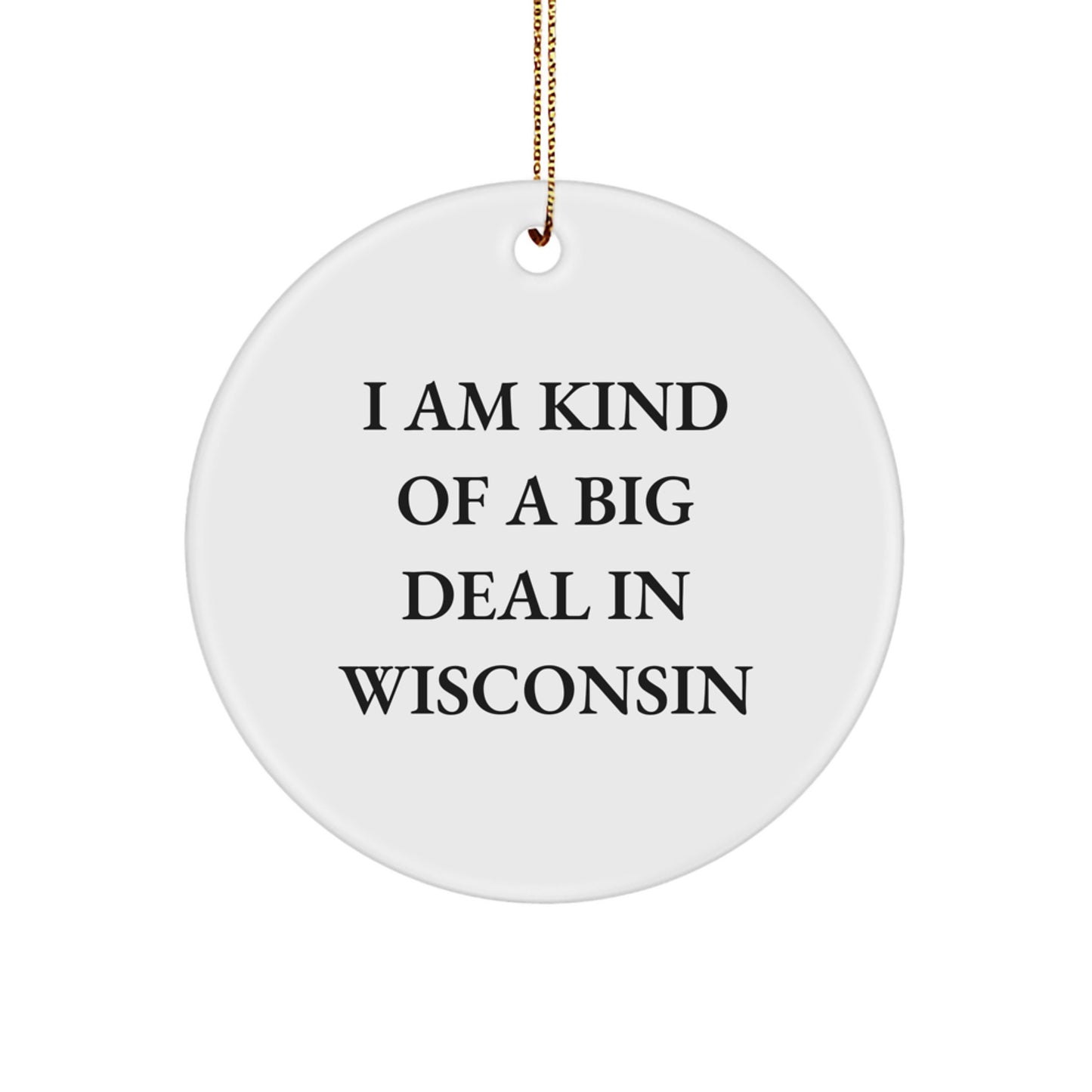 Wisconsin Circle Ornament Funny Quotes Gifts for Men from Wisconsin, Wisconsin Gifts, Christmas Unique Gifts, I Am Kind of a Prime Selection in Wisconsin Circle Ornament - Image 1