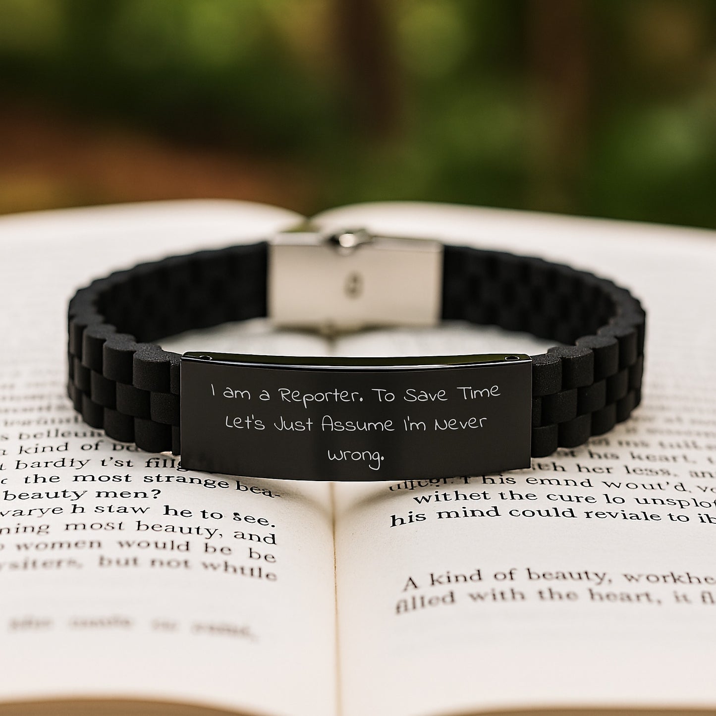 Funny Reporter Gift Ideas for Men Women Friends Coworkers - I Am A Reporter Glide lock Clasp Bracelet Christmas Unique - Image 2