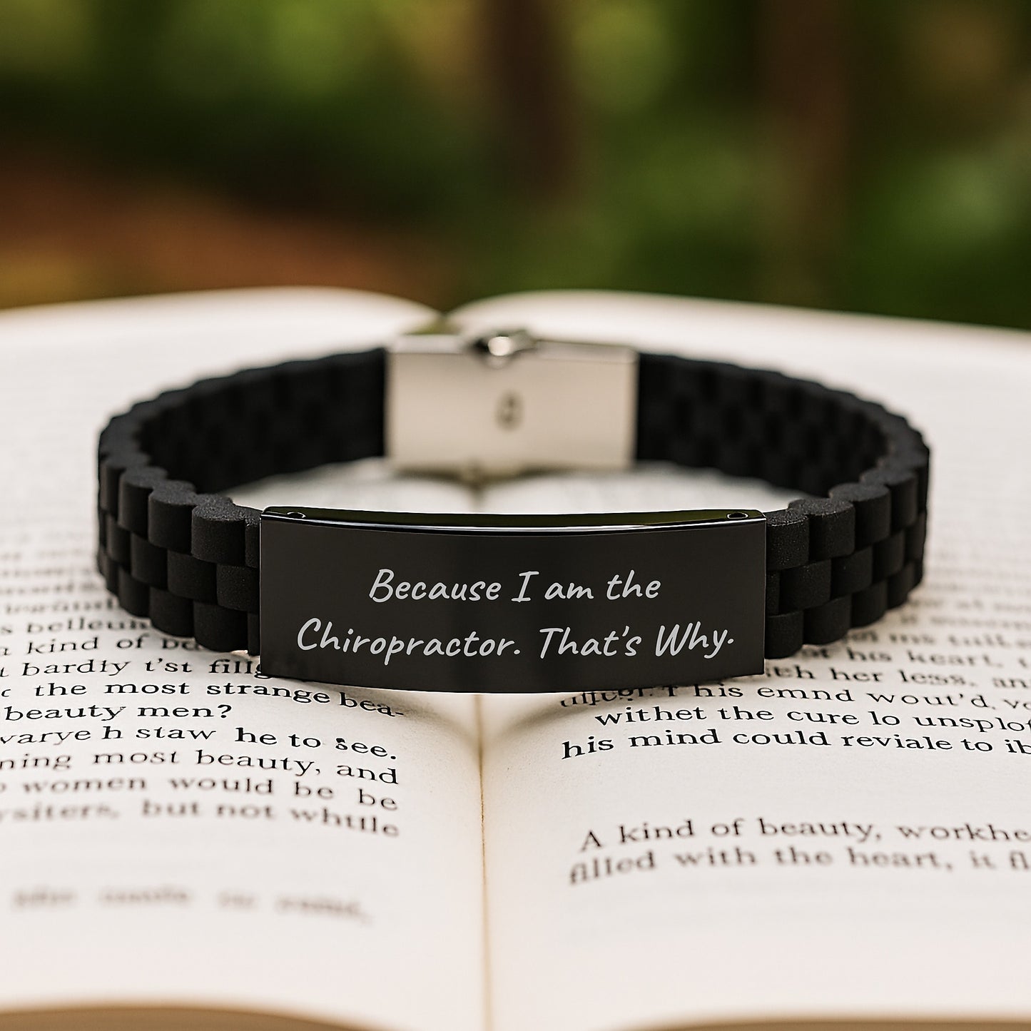 Chiropractor Gifts from Friends - Inspirational Glide lock Clasp Bracelet for Men, Because I Am The Chiropractor. That's Why., Unique Graduation Gifts for Men - Image 2
