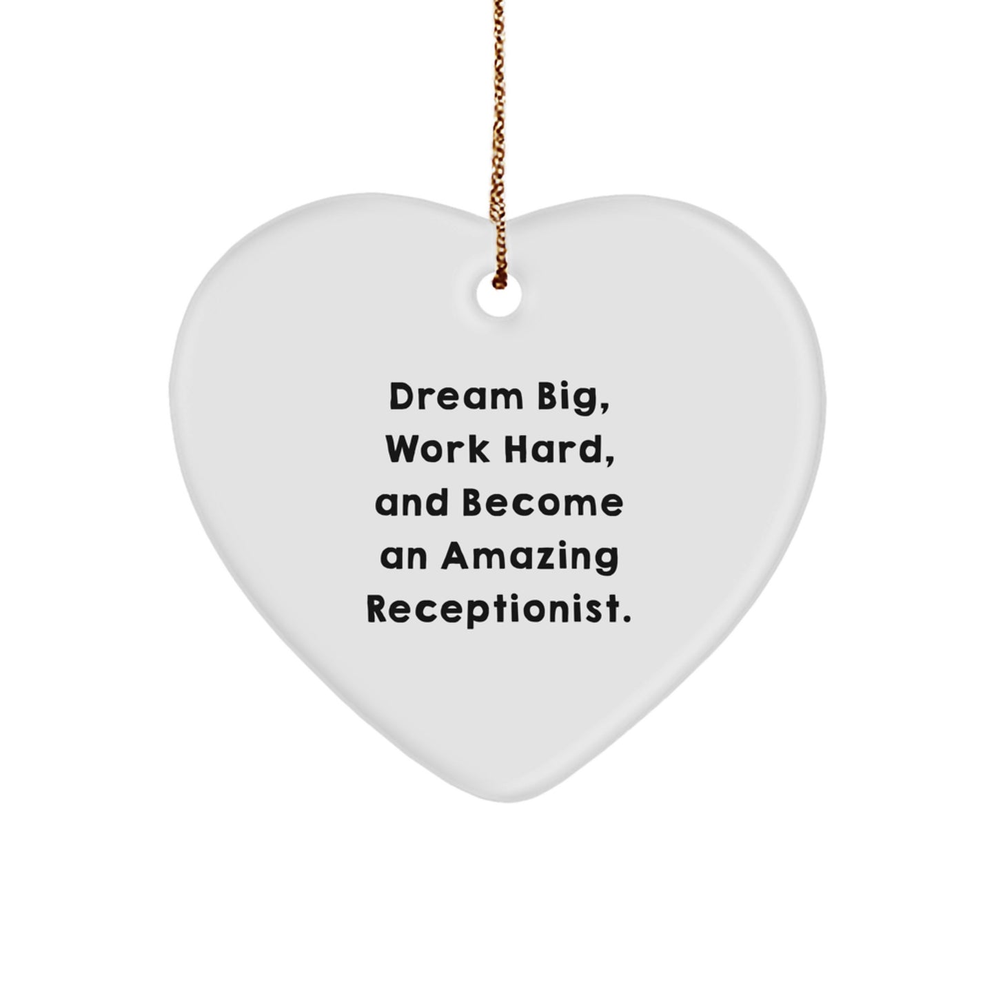 Funny Inspirational Receptionist Gifts from Friends, Unique Heart Ornament for Receptionist, Become Amazing Receptionist, Christmas Unique Gifts - Image 1