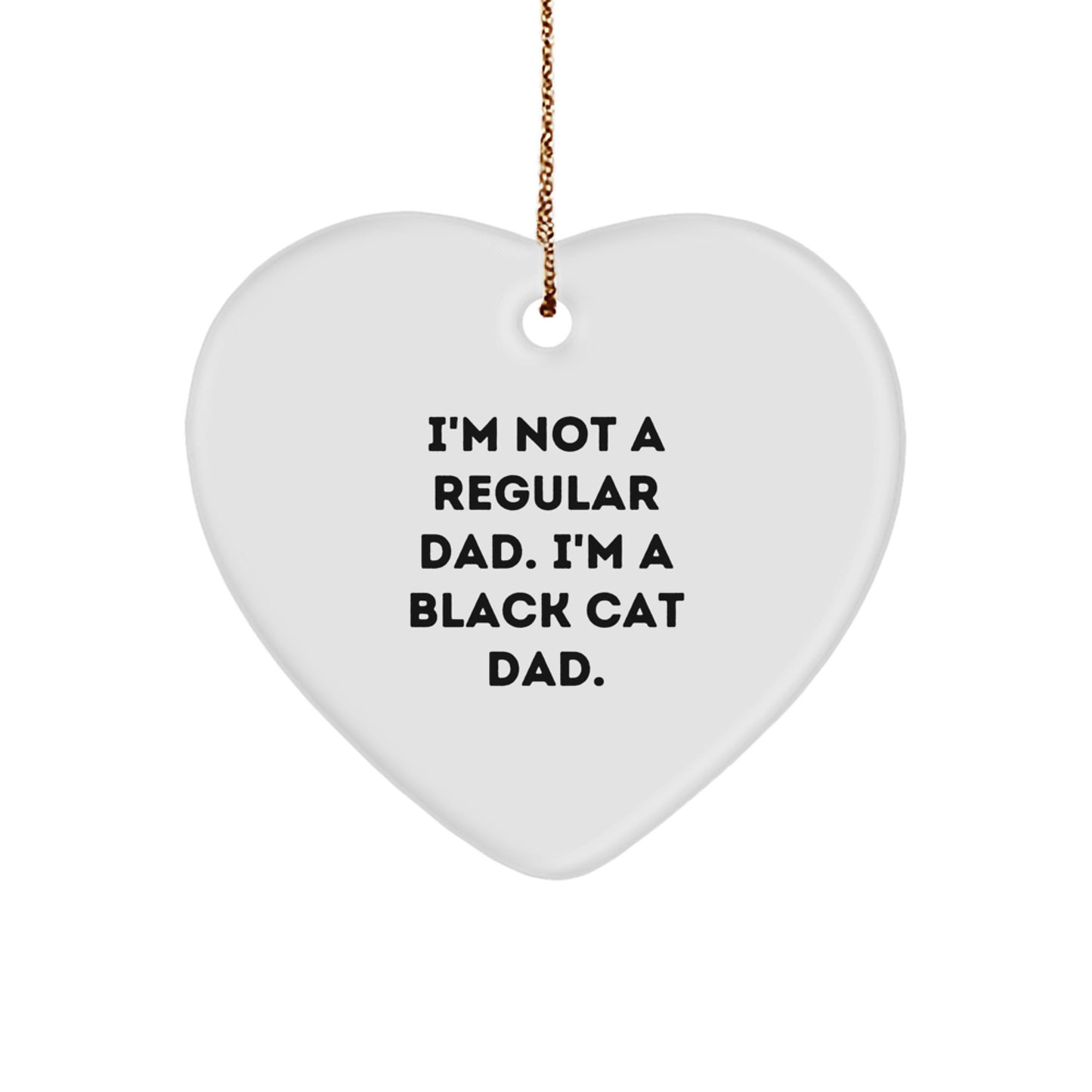 Funny Black Cat Dad Heart Ornament Gifts from Men to Friends, Unique Christmas Memorable Presents for Black Cat Lovers - Image 1