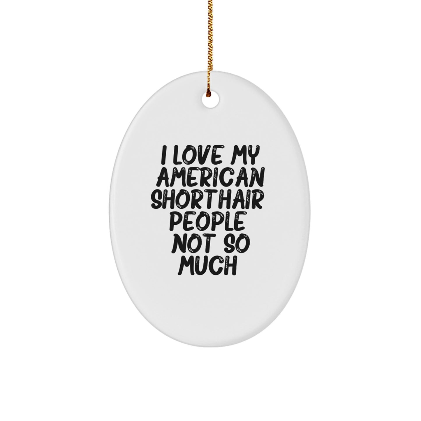 Funny American Shorthair Cat Gifts for Christmas, Oval Ornament, I Love My American Shorthair. People, Not So Much. Gifts from Men to Family - Image 1