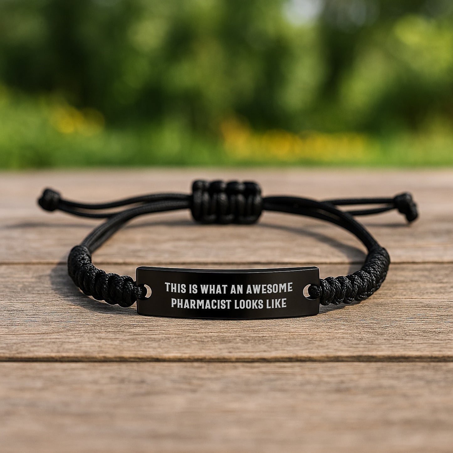 Funny Pharmacist Gifts, 'This Is What An Awesome Pharmacist Looks Like' Quote, Black Rope Bracelet, Adjustable Graduation Gift for Men, Women, Coworkers, Family from Friends - Image 2
