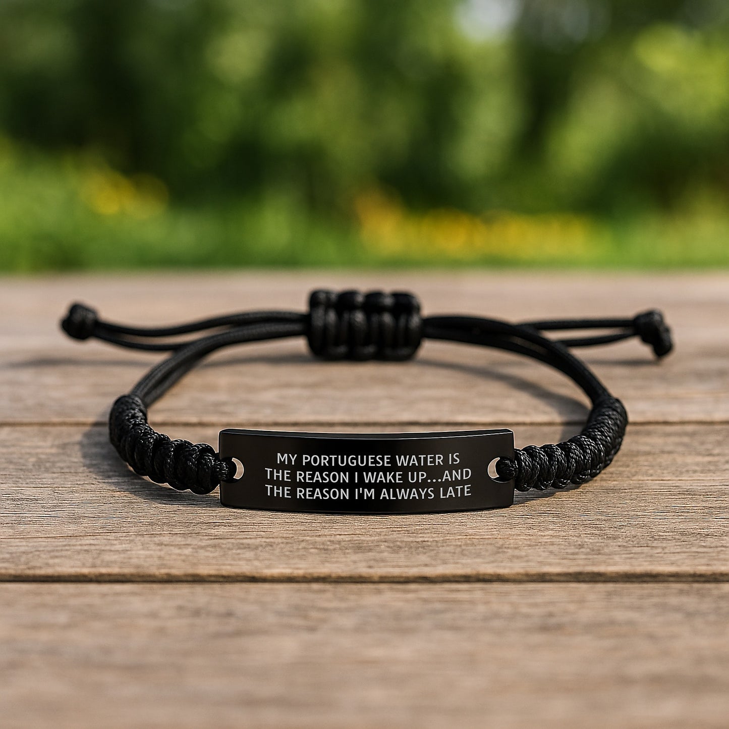 Funny Portuguese Water Dog Birthday Unique Gifts from Friends - My Portuguese Water Is The Reason I Wake Up...and The Reason I'm Always Late Rope Bracelet for Portuguese Water Dog Lovers - Image 2