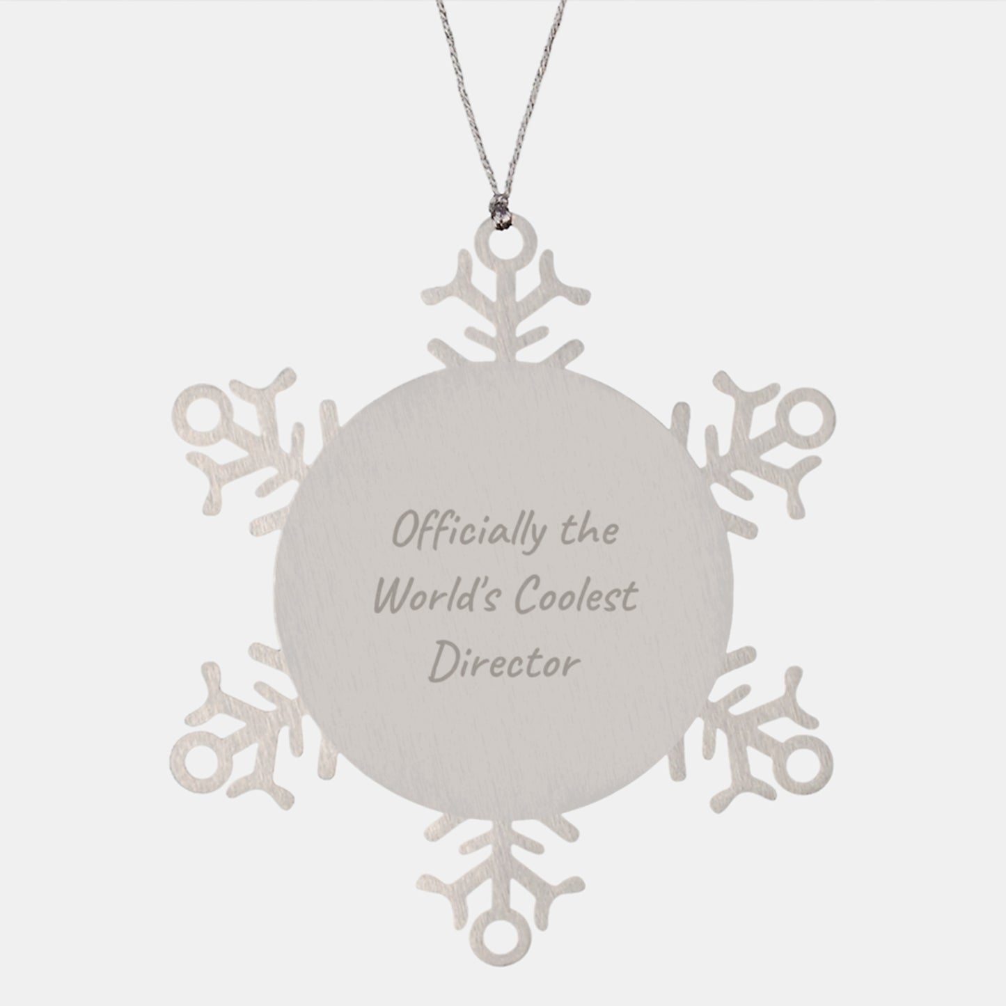 Funny Director Snowflake Ornament Gifts from Friends for Christmas, 'Officially The World's Coolest Director' Quote - Image 1
