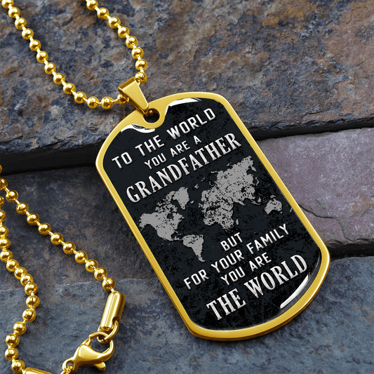 To The World You Are A Grandfather, Grandpa Birthday Gift, Dad Grandpa , Present For Grandfathers, New Grandpa Tag Necklace For Men - DTGFR