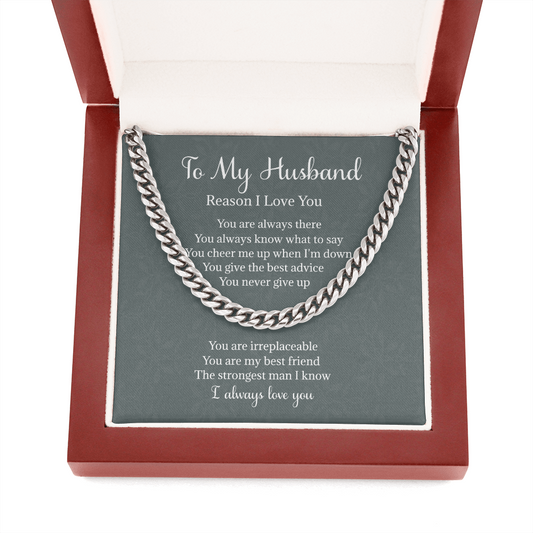 Husband Necklace Gift, The Strongest Man I Know, Gift for Man of Your Life, Cuban Link Necklace