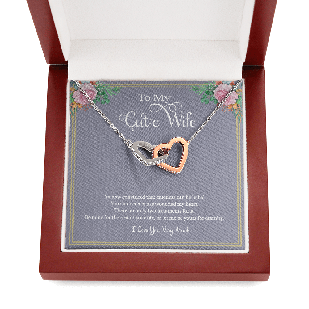 Wife Gift Necklace Interlocking Hearts Gift for My Cute Wife Valentines Birthday or Just Because