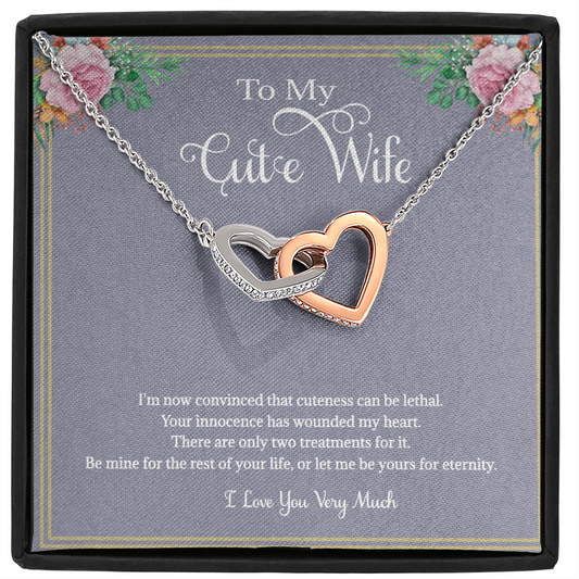Wife Gift Necklace Interlocking Hearts Gift for My Cute Wife Valentines Birthday or Just Because