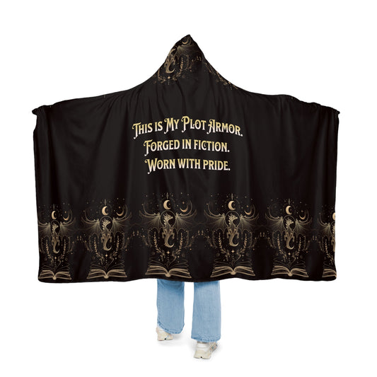 Hooded Blanket, Plot Armor Reading Blanket, Fantasy Book Lover Gift, Literary Cozy Throw, Bookish Cloak with Quote