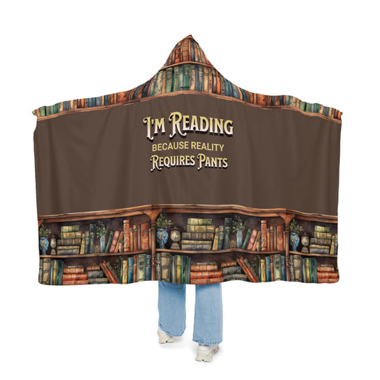 Hooded Blanket, Funny Book Lover Blanket, Cozy Reading Gift, Reality Escape Blanket, Bookworm Hoodie for Readers