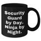 Security Guard Gifts, Funny Coffee Mug, 'Security Guard By Day. Ninja By Night.' - Gifts for Security Guard from Friends - Additional