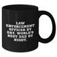 Law Enforcement Officer Gifts, Funny 'By Day, World's Best Dad By Night' Black Coffee Mugs for Men, Gifts from Family to Law Enforcement Officer on Father's Day, Unique Black Coffee Mugs - Additional