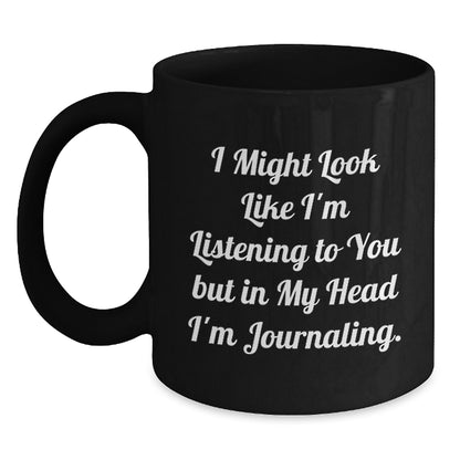 Funny Journaling Quotes Gifts from Women to Friends and Family for Christmas Unique Black Coffee Mugs - Main