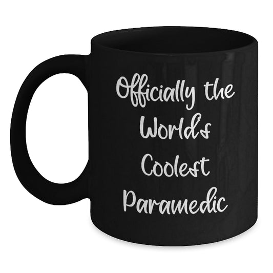 Gifts from Friends for Rescue Workers - 'Officially The World's Coolest Rescue Worker' Funny Black Coffee Mug, Christmas Unique Gifts - Main