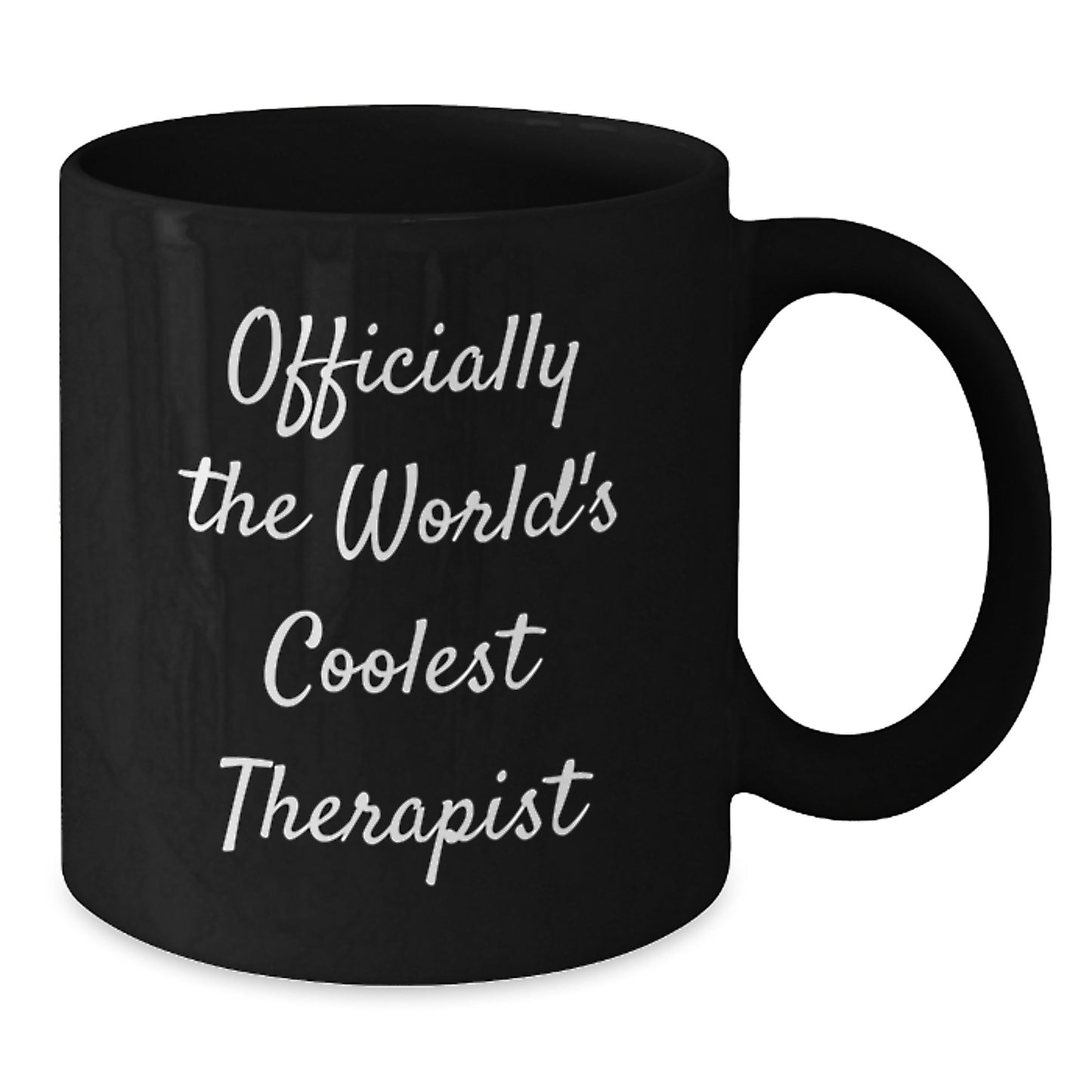 Funny Therapist Gifts for Graduation, 'Officially The World's Coolest Therapist' Black Coffee Mug, Gifts from Men, Women, or Friends, 11oz or 15oz Capacity, Microwave and Dishwasher Safe - Additional