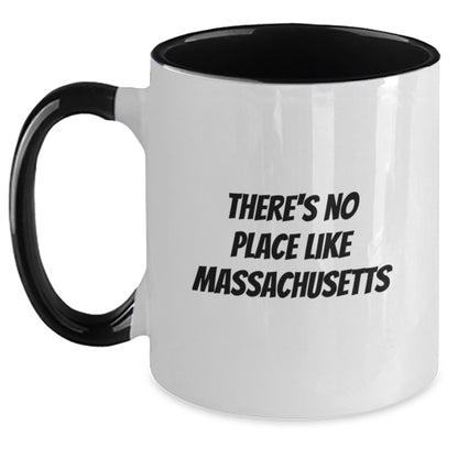 Funny Massachusetts Gifts from Friends and Family Two Tone Coffee Mugs - There's No Place Like Massachusetts Christmas Unique Gifts - Main