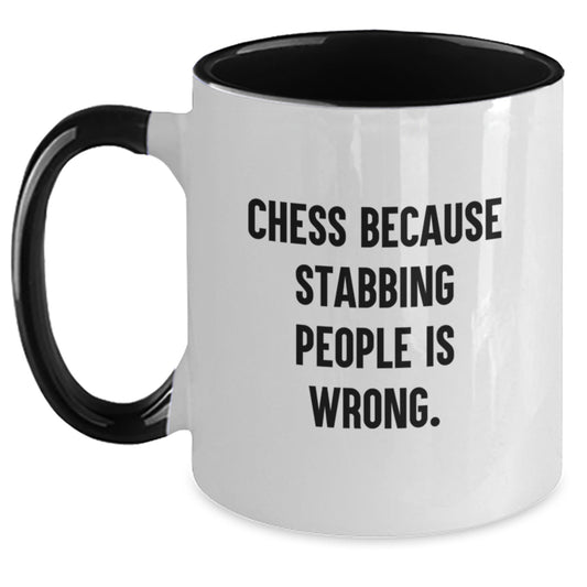 Funny Chess Quote Gifts from Men for Birthday Unique Chess Two Tone Coffee Mugs, Red and White, Black and White, Pink and White, Navy and White - Main