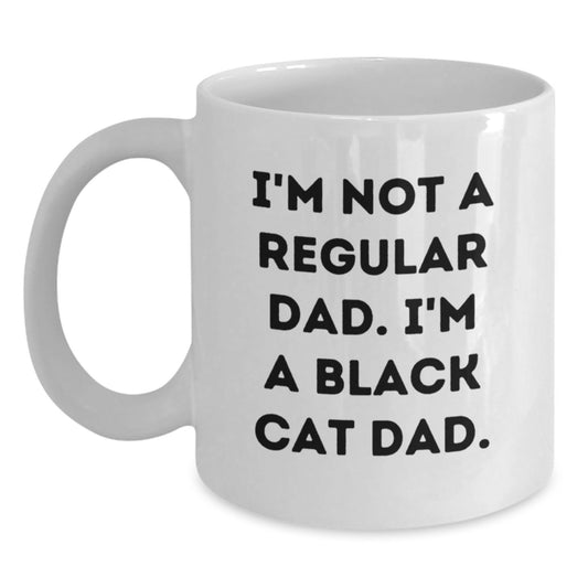 Funny Black Cat Dad Gifts from Mom, White Coffee Mug for Black Cat Lovers, Graduation Unique Gifts - Main