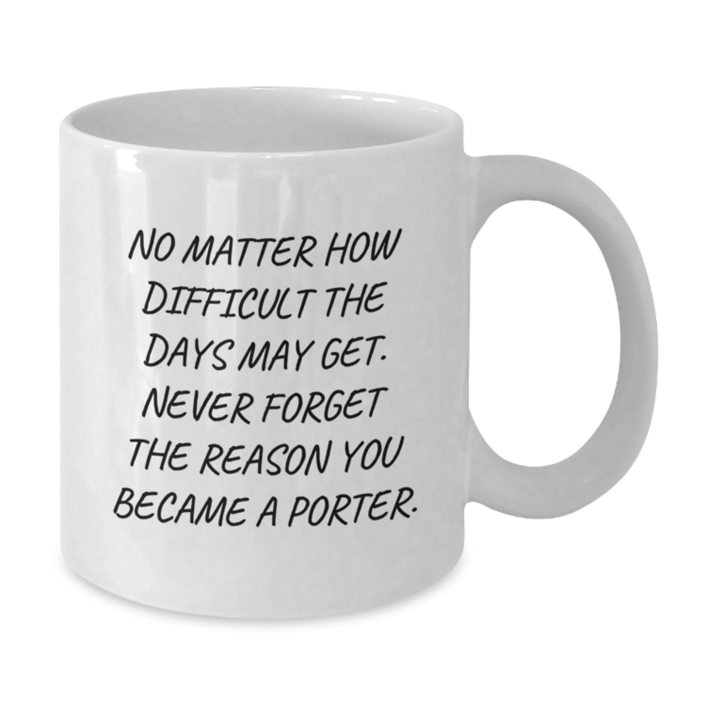 Funny Porter Gifts - White Coffee Mug for Men or Women, Inspirational Quote, Gifts from Friends or Family to Coworkers or Porter - Additional