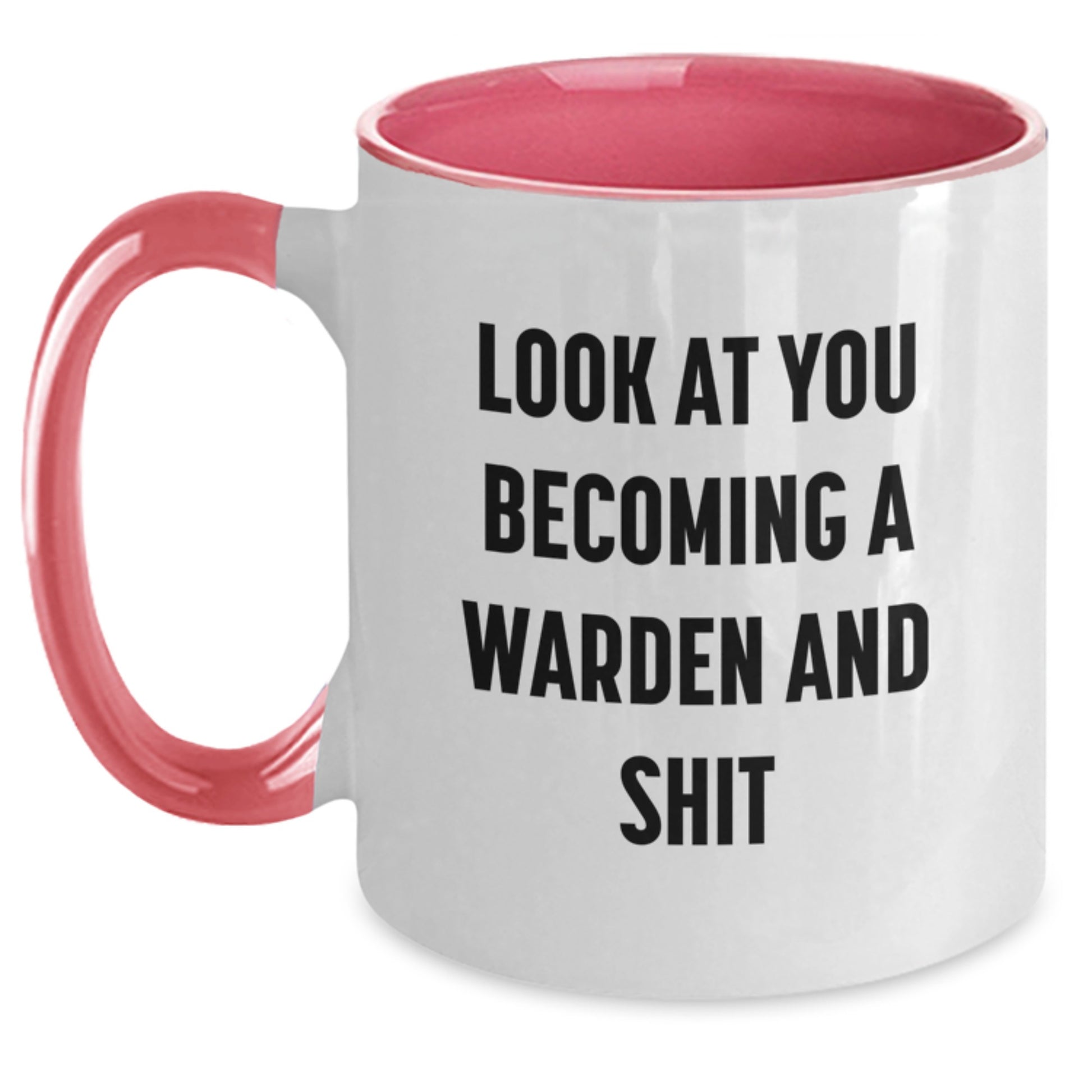 Funny Warden Gifts for Men from Family - Two Tone Coffee Mug with 'Look At You Becoming A Warden And Shit' Quote - Christmas Unique Gifts - Main